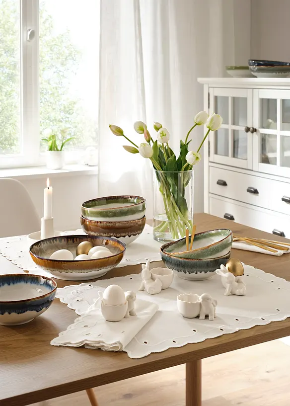 Spisebrikker i &oslash;kologisk bomull med broderi (2-pack), bonprix