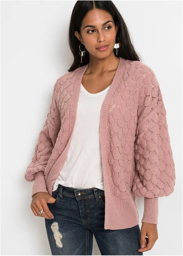Cardigan med hullm&oslash;nster, bonprix
