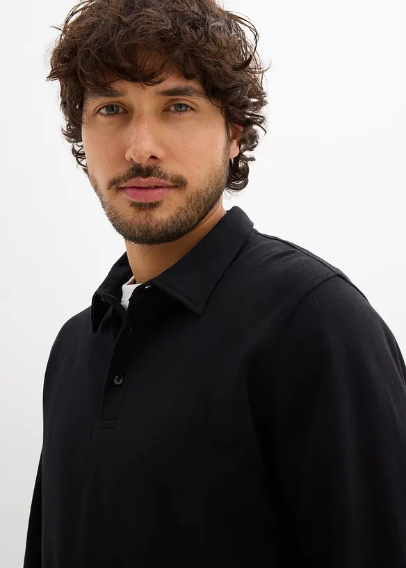 Langermet poloskjorte av ekstra myk bomull, Slim Fit, bonprix