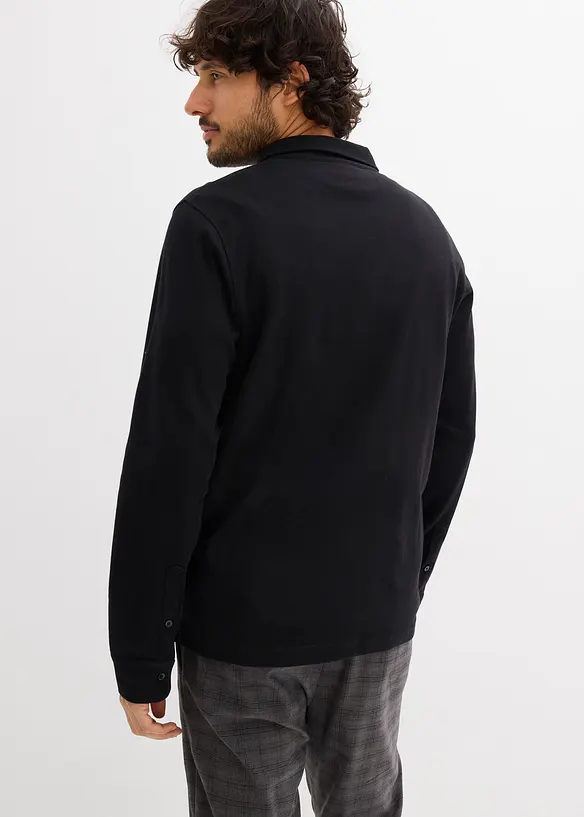 Langermet poloskjorte av ekstra myk bomull, Slim Fit, bonprix