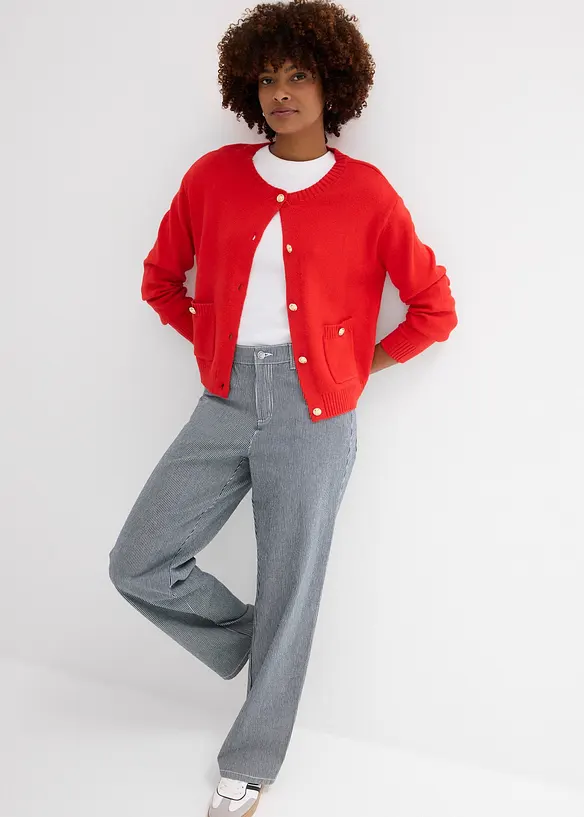 Loose Straight-jeans, High Waist, stripete, bonprix