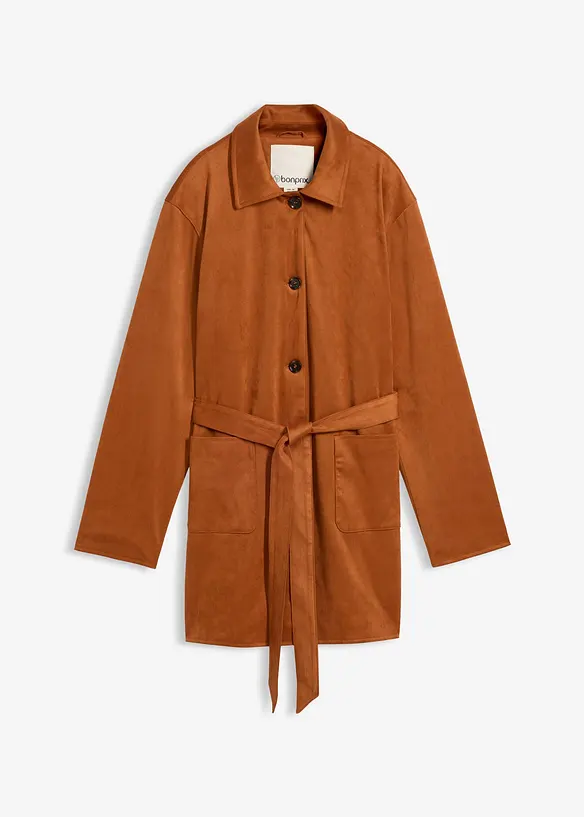 Kort k&aring;pe med belte av imitert semsket skinn, bonprix