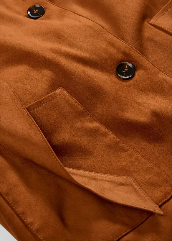 Kort k&aring;pe med belte av imitert semsket skinn, bonprix