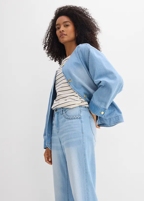 Wide Leg-jeans Mid Waist, bomull, bonprix