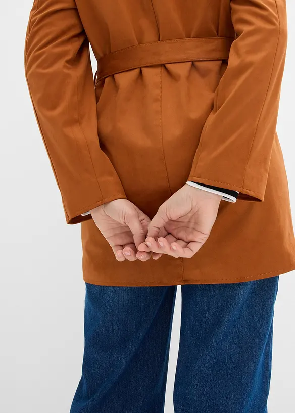 Kort k&aring;pe med belte av imitert semsket skinn, bonprix