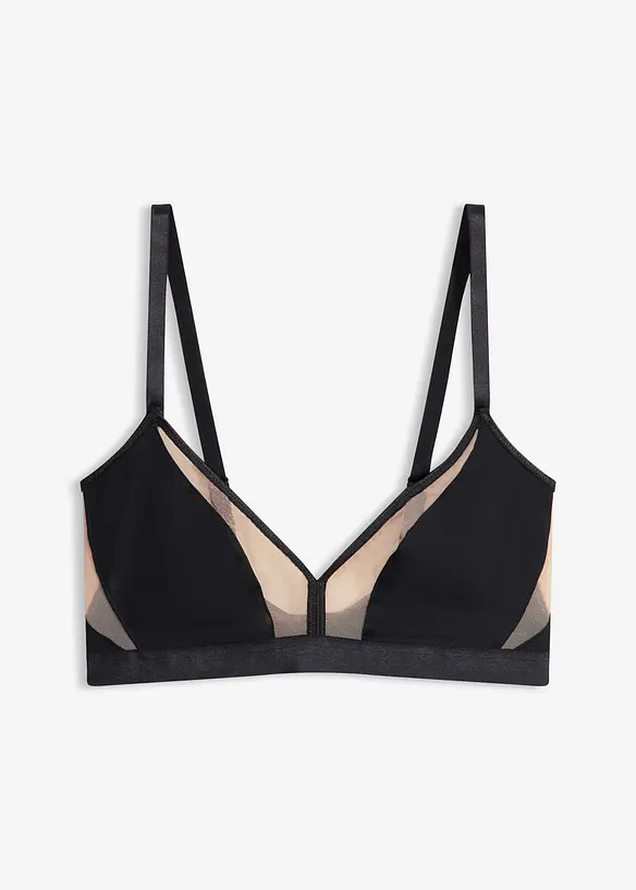 Bralette uten b&oslash;yle med transparente innfellinger, bonprix