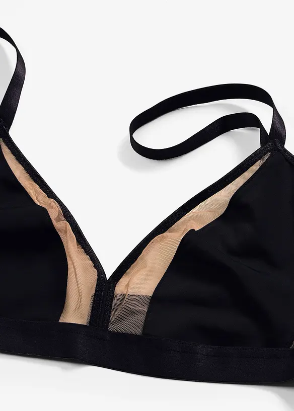 Bralette uten b&oslash;yle med transparente innfellinger, bonprix