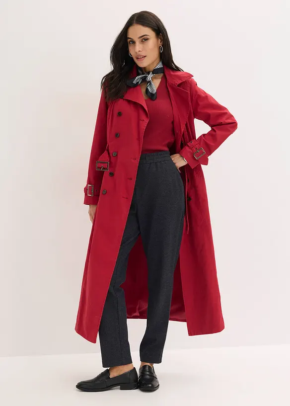 Lang trenchcoat med belte, bonprix