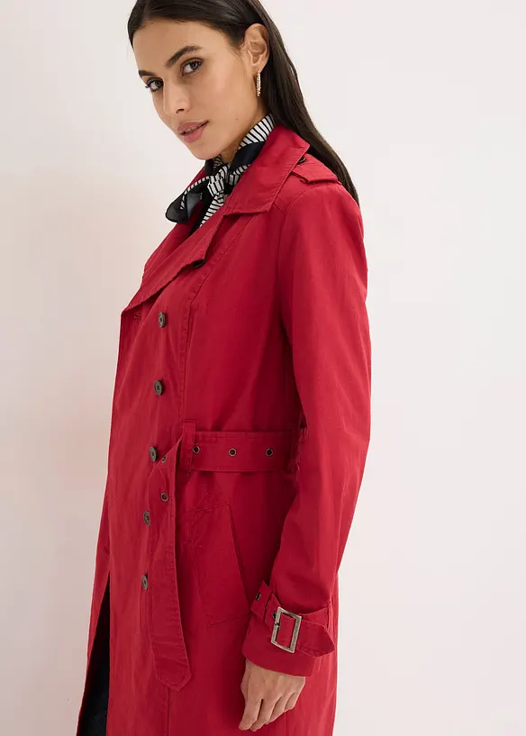 Lang trenchcoat med belte, bonprix