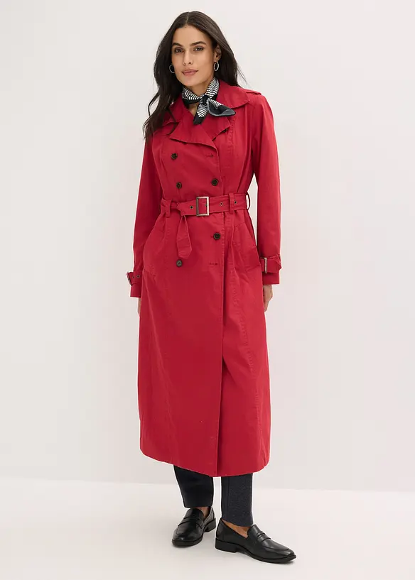 Lang trenchcoat med belte, bonprix