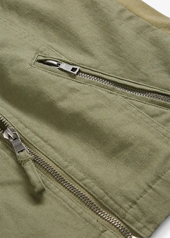 Jakke i bomullstwill med stretchinnfellinger i siden, bonprix