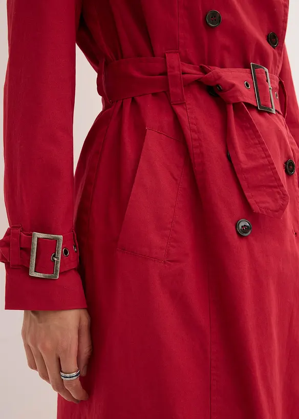 Lang trenchcoat med belte, bonprix