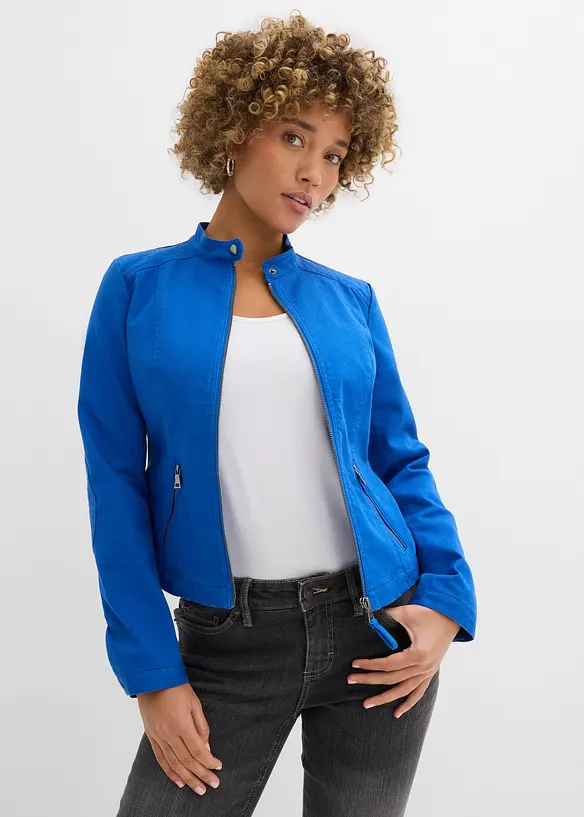 Jakke i bomullstwill med stretchinnfellinger i siden, bonprix