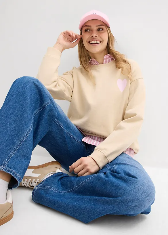 Oversized sweatshirt i &oslash;kologisk bomull, bonprix