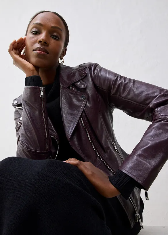 Bikerjakke i nappaskinn, bonprix