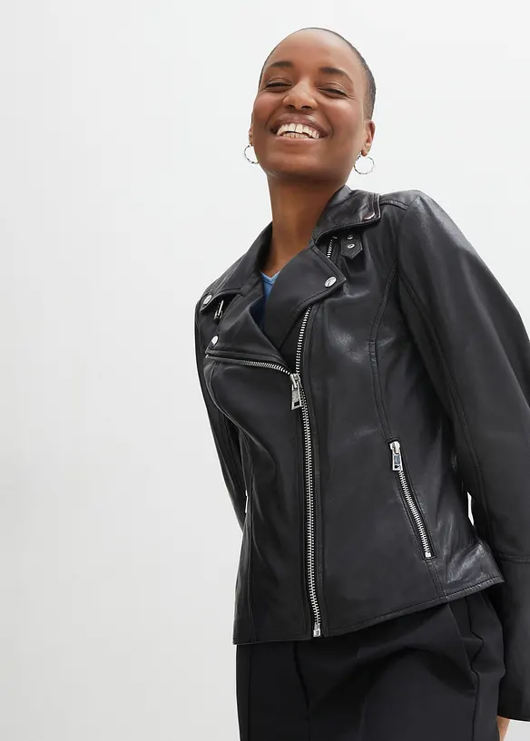 Bikerjakke i nappaskinn, bonprix