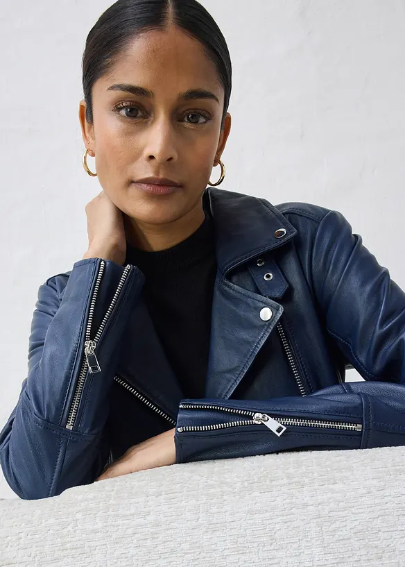 Bikerjakke i nappaskinn, bonprix