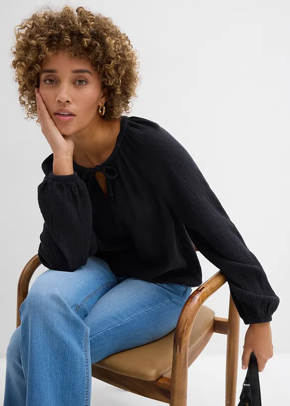 Bluse i luftig musselin, bonprix