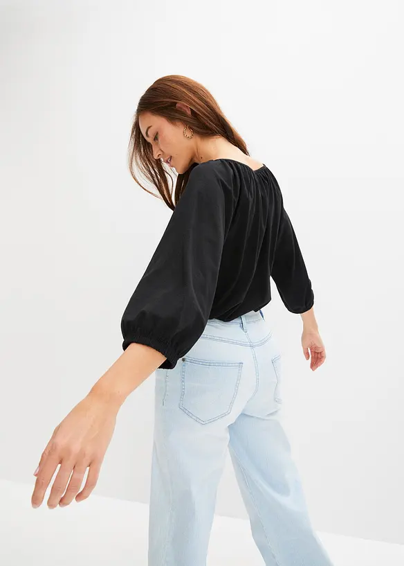 Trikotbluse i 100% &oslash;kologisk bomull, bonprix