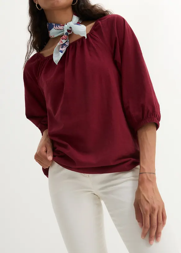 Trikotbluse i 100% &oslash;kologisk bomull, bonprix