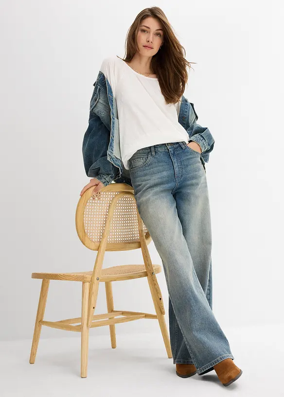 Trikotbluse i 100% &oslash;kologisk bomull, bonprix