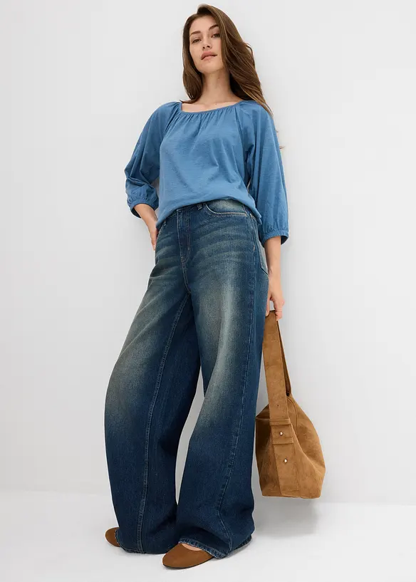 Trikotbluse i 100% &oslash;kologisk bomull, bonprix