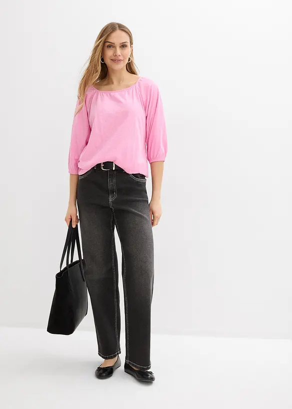 Trikotbluse i 100% &oslash;kologisk bomull, bonprix