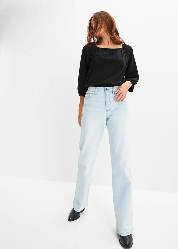 Trikotbluse i 100% &oslash;kologisk bomull, bonprix