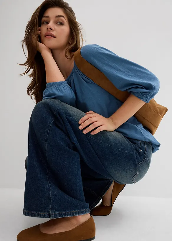 Trikotbluse i 100% &oslash;kologisk bomull, bonprix