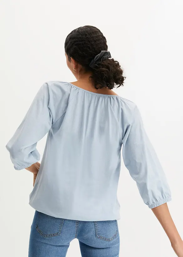 Trikotbluse i 100% &oslash;kologisk bomull, bonprix