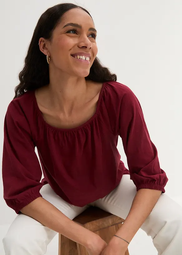 Trikotbluse i 100% &oslash;kologisk bomull, bonprix