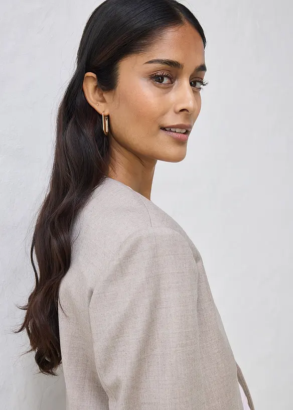 Blazer uten krage i myk ullmiks, bonprix