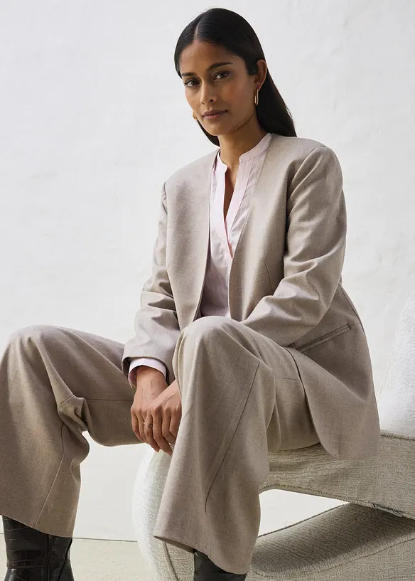 Blazer uten krage i myk ullmiks, bonprix