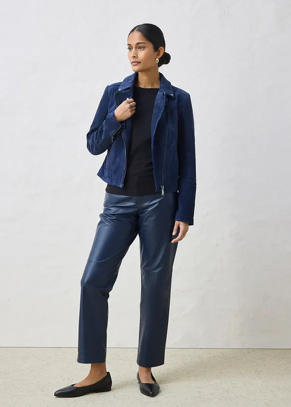 Bikerjakke i semsket skinn, bonprix