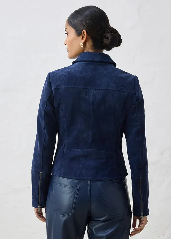 Bikerjakke i semsket skinn, bonprix