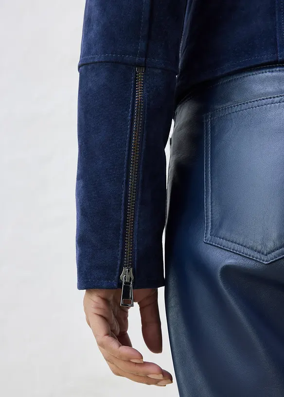 Bikerjakke i semsket skinn, bonprix