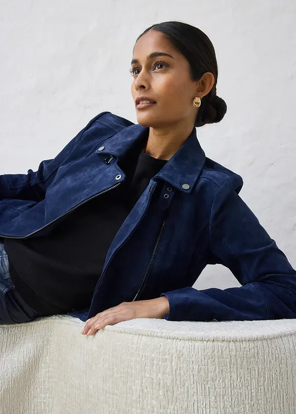 Bikerjakke i semsket skinn, bonprix