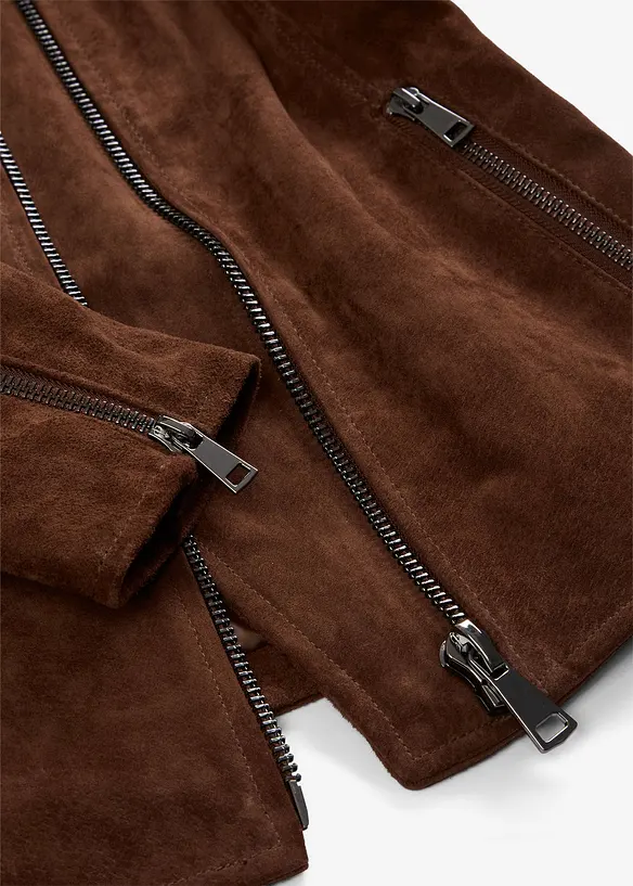 Bikerjakke i semsket skinn, bonprix