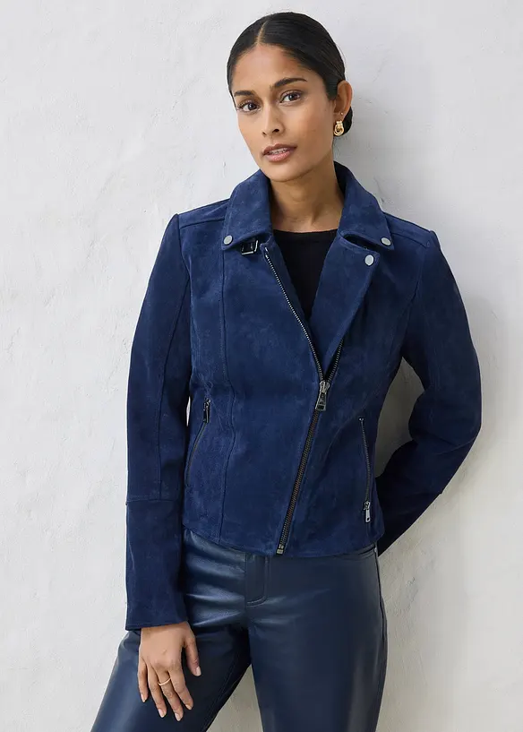 Bikerjakke i semsket skinn, bonprix