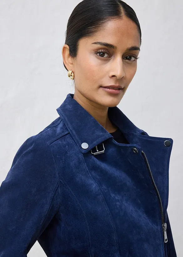 Bikerjakke i semsket skinn, bonprix