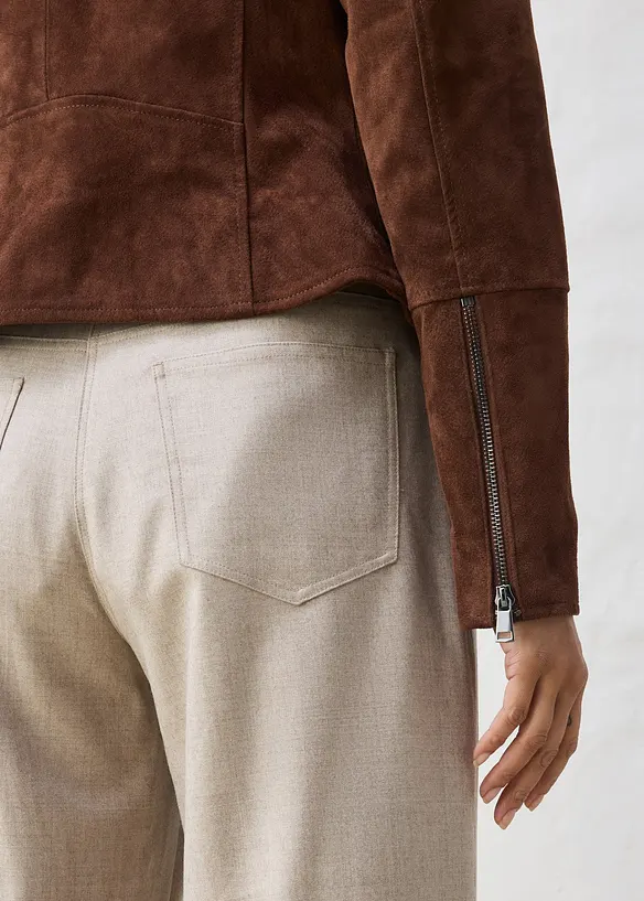 Bikerjakke i semsket skinn, bonprix