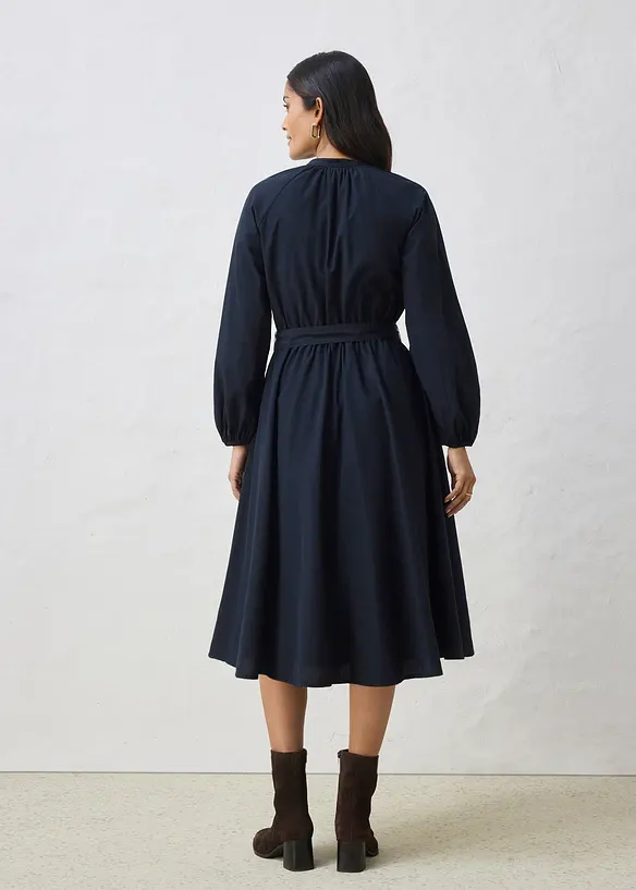 Skjortekjole med silke og belte, bonprix