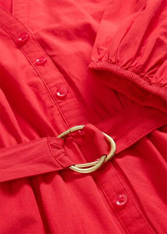 Skjortekjole med silke og belte, bonprix