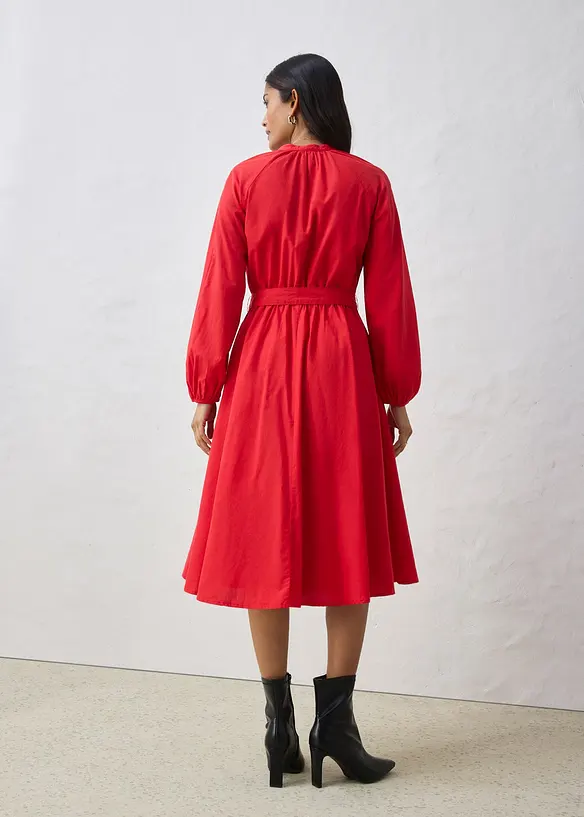 Skjortekjole med silke og belte, bonprix