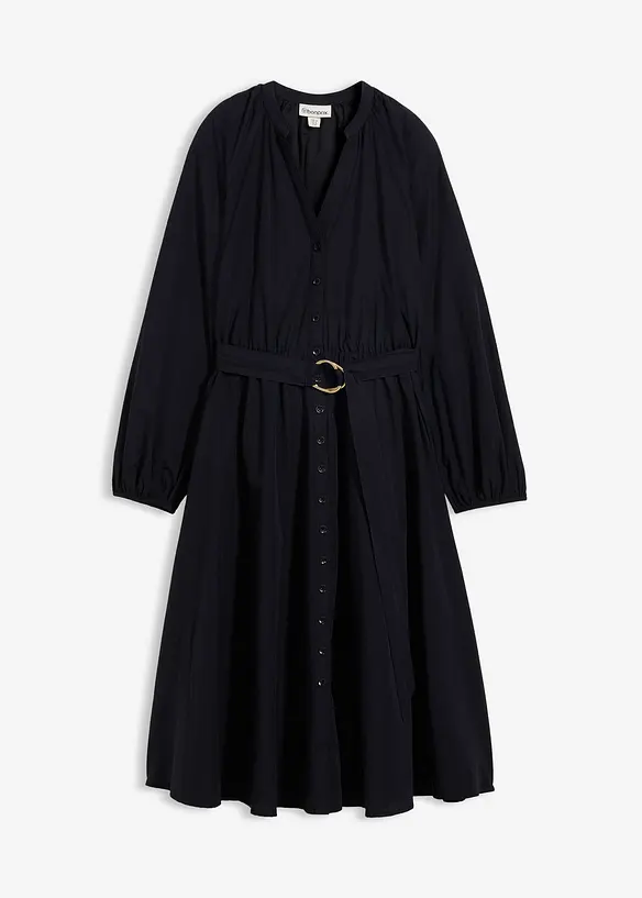 Skjortekjole med silke og belte, bonprix