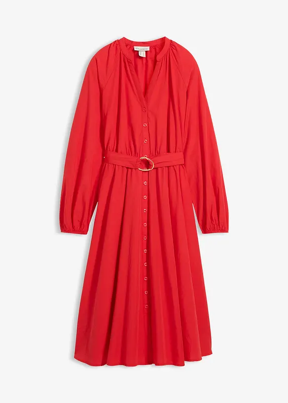 Skjortekjole med silke og belte, bonprix