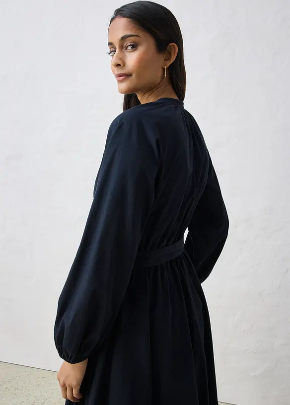 Skjortekjole med silke og belte, bonprix