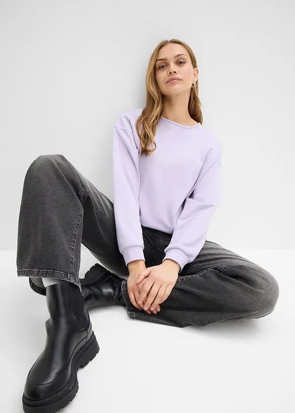Sweatshirt i bomullsmiks med lengre bakstykke enn forstykke, bonprix