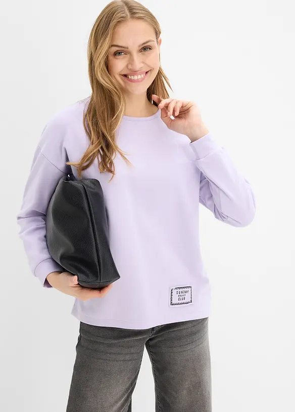Sweatshirt i bomullsmiks med lengre bakstykke enn forstykke, bonprix