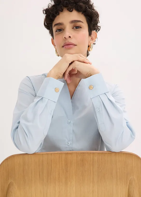 Skjorte i poplin med st&aring;krage, bonprix